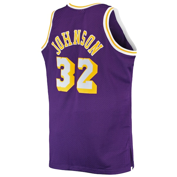 Magic Johnson Los Angeles Lakers Big & Tall 1984/85 Hardwood Classics Swingman Jersey - Purple - Image 3