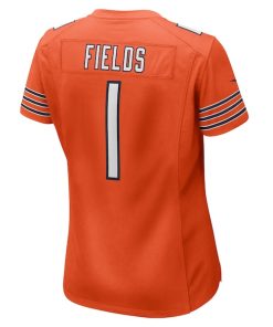 Alternative view of Justin Fields Chicago Bears Nike Women's Game Jersey - Orange