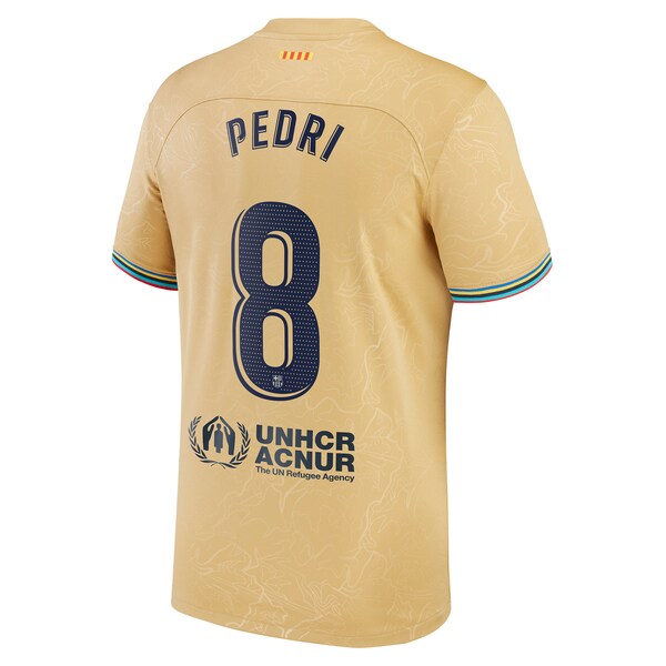 Pedri Barcelona Nike Youth 2022/23 Away Replica Player Jersey - Gold - Image 3