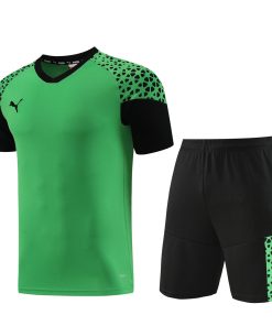 Puma Short Sleeve Training Jersey Set-PD02- Avocado Green/Black