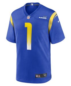 Alternative view of Number 1 Groom Los Angeles Rams Nike Game Jersey - Royal