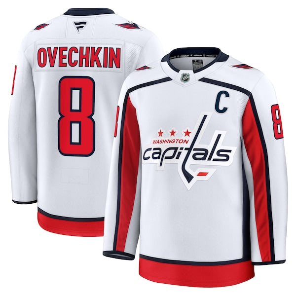 Alexander Ovechkin Washington Capitals Away Premium Jersey - White/Black/Red - Image 2