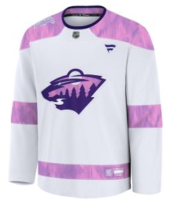 Alternative view of Minnesota Wild  2024 Hockey Fights Cancer Practice Jersey - White