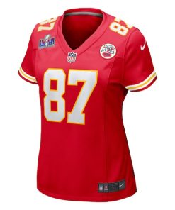 Alternative view of Travis Kelce Kansas City Chiefs Nike Women's Super Bowl LVIII Game Jersey - Red