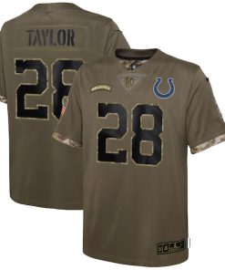 Jonathan Taylor Indianapolis Colts Nike Youth 2022 Salute To Service Player Limited Jersey - Olive
