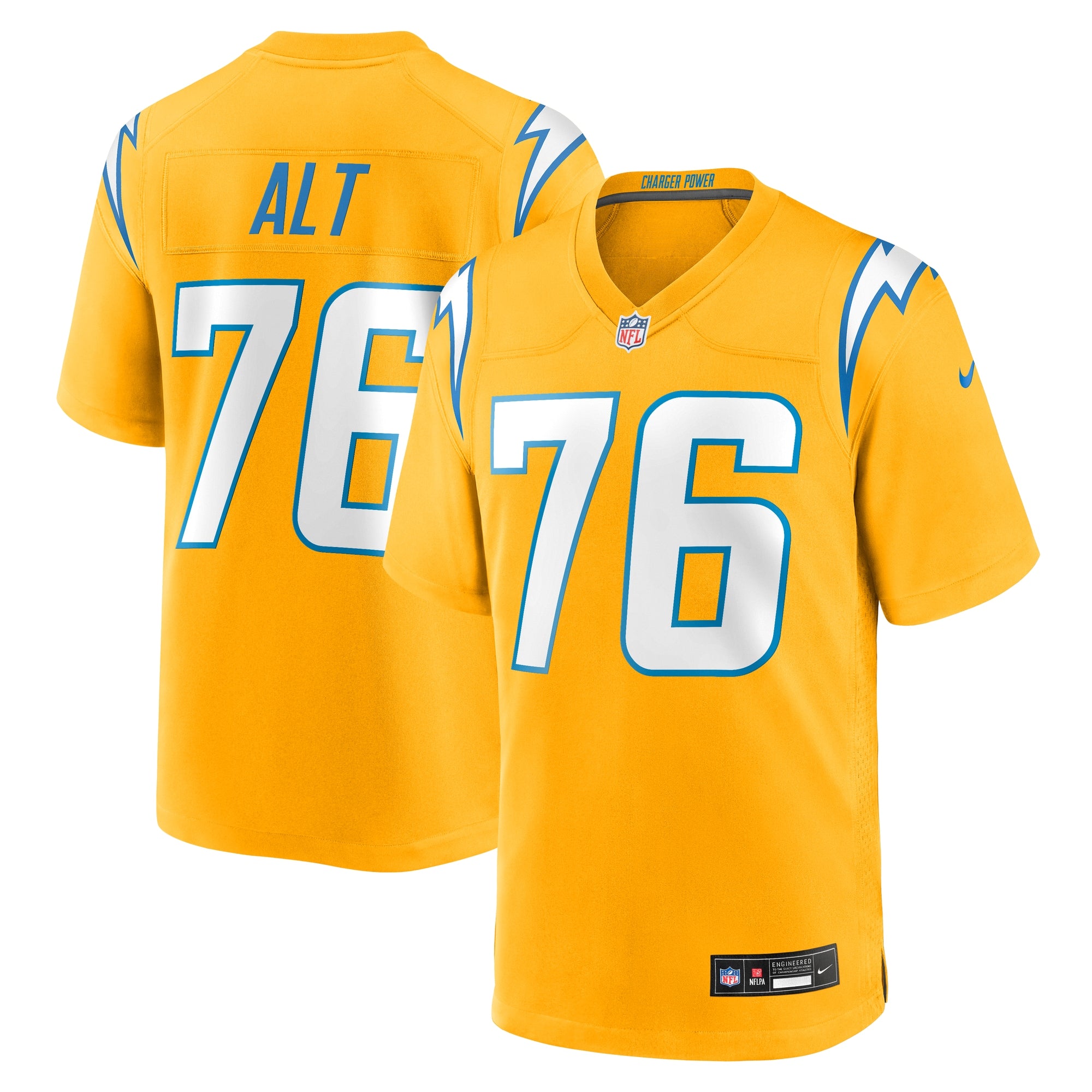 Joe Alt Los Angeles Chargers Nike Alternate Super Chargers Game Player Jersey - Navy/Powder Blue/Gold - Image 8