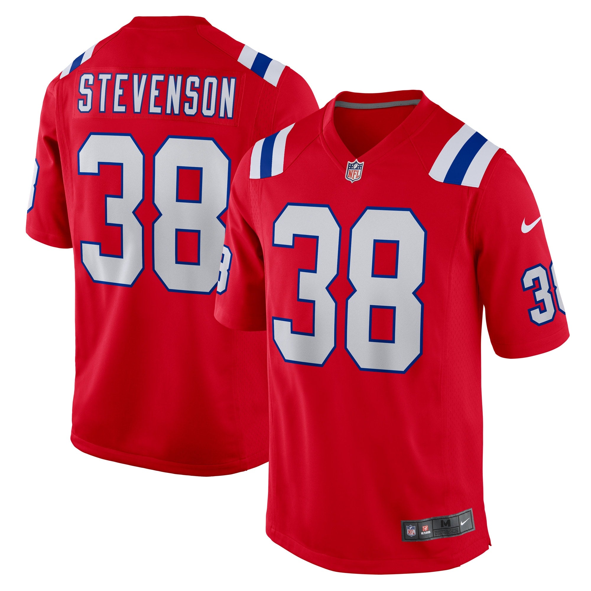 Rhamondre Stevenson New England Patriots Nike Game Player Jersey - White/Navy/Red - Image 6