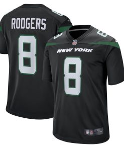 Alternative view of Aaron Rodgers New York Jets Nike Youth Game Jersey - White/Black/Green