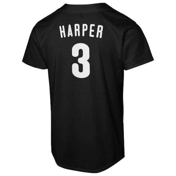 Bryce Harper Philadelphia Phillies Nike Youth Lights Out Replica Player Jersey - Black - Image 3