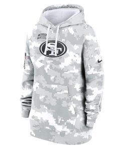 Alternative view of San Francisco 49ers Nike Women's 2024 Salute To Service Club Fleece Pullover Hoodie - Arctic Camo