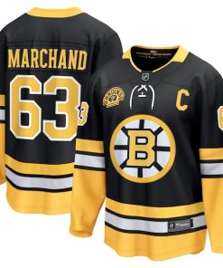 Brad Marchand Boston Bruins  100th Anniversary Premier Breakaway Player Jersey - Black