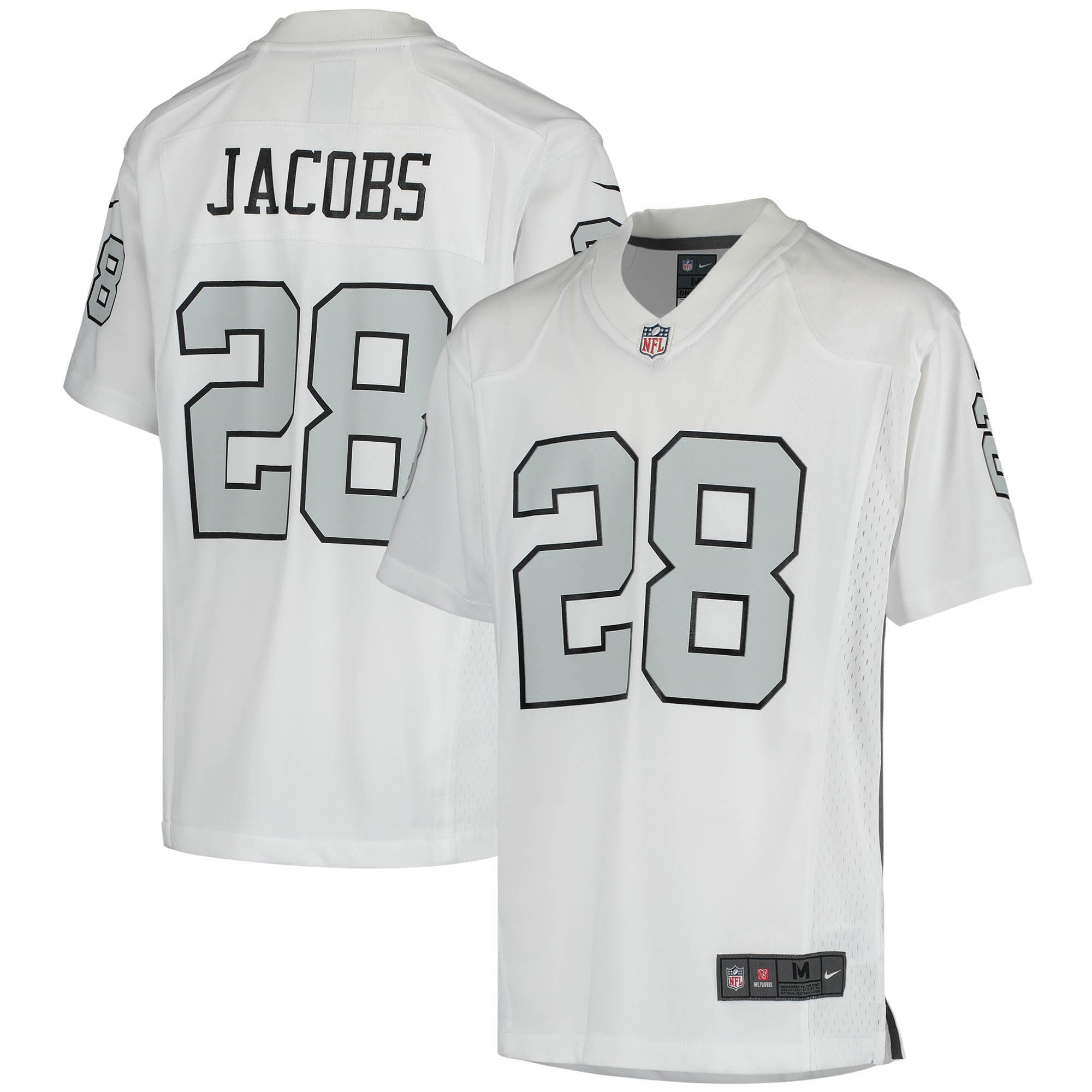 Josh Jacobs Las Vegas Raiders Nike Youth Game Jersey - Black/White - Image 6