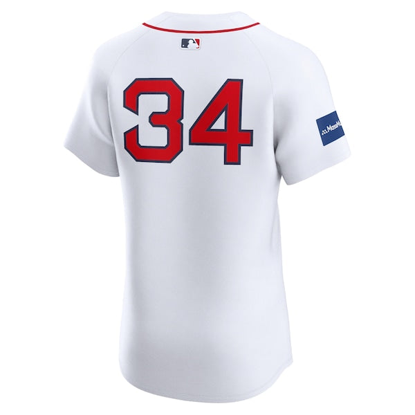 David Ortiz Boston Red Sox Nike Home Elite Sponsor Patch Player Jersey - White - Image 4