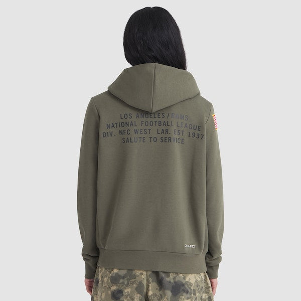 Los Angeles Rams Nike Women's 2025 Salute to Service Sideline Standard Issue Dri-FIT Hoodie - Olive - Image 2