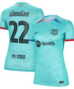 Ilkay G¨¹ndogan Barcelona Nike Women's 2023/24 Third Replica Jersey - Aqua