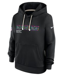 Alternative view of Philadelphia Eagles Nike Women's 2025 NFL Crucial Catch Sideline Standard Issue Dri-FIT Hoodie - Black