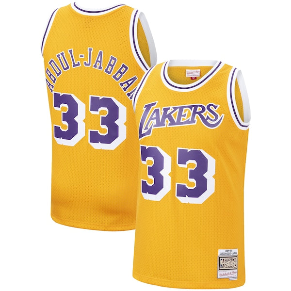 Kareem Abdul-Jabbar Los Angeles Lakers Hardwood Classics Swingman Jersey - Gold/Purple - Image 2