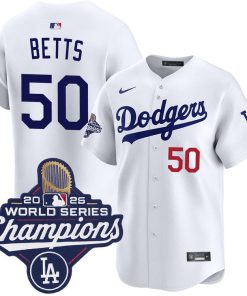 Mookie Betts Los Angeles Dodgers Nike Home 2025 World Series Champions Limited Jersey - White