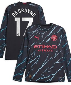 Kevin De Bruyne Manchester City Puma 2023/24 Third Long Sleeve Replica Player Jersey - Navy