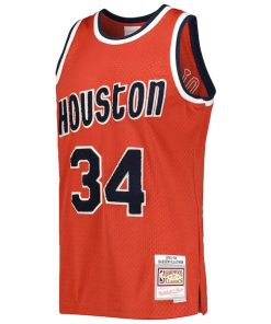 Alternative view of Hakeem Olajuwon Houston Rockets 1993/94 Hardwood Classics Off-Court Swingman Jersey - Red