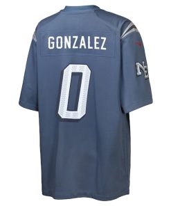 Alternative view of Christian Gonzalez New England Patriots Nike Youth 2025 Rivalries Collection Game Jersey - Storm Blue