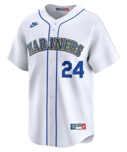 Alternative view of Ken Griffey Jr. Seattle Mariners Nike Throwback Cooperstown Limited Jersey - White