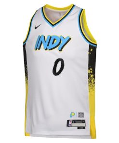 Alternative view of Tyrese Haliburton Indiana Pacers Nike Youth 2024/25 Swingman Player Jersey - City Edition - White