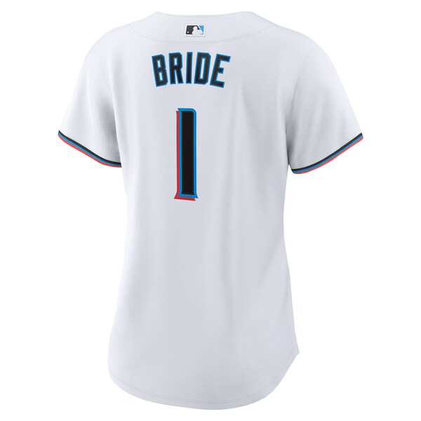 Miami Marlins Nike Women's #1 Bride Home Replica Jersey - White - Image 3