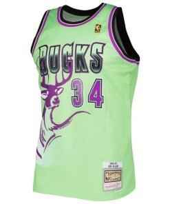 Alternative view of Ray Allen Milwaukee Bucks  1996-97 Hardwood Classics Reload 3.0 Swingman Jersey - Green