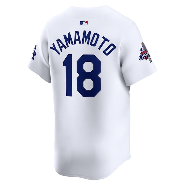 Yoshinobu Yamamoto Los Angeles Dodgers Nike 2024 World Series Champions Home Limited Player Jersey - White - Image 3