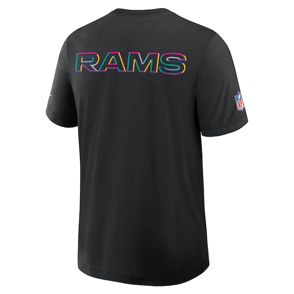 Los Angeles Rams Nike 2025 NFL Crucial Catch Tri-Blend Dri-FIT T-Shirt - Black - Image 3