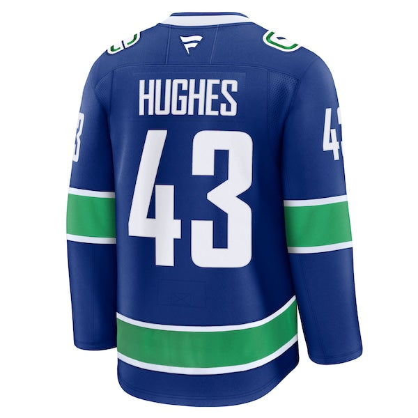 Quinn Hughes Vancouver Canucks Home Premium Jersey - Blue - Image 3