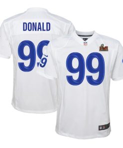 Aaron Donald Los Angeles Rams Nike Youth Super Bowl LVI Game Patch Jersey - White