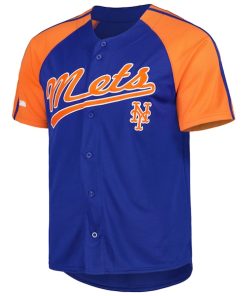 Alternative view of New York Mets Stitches Button-Down Raglan Fashion Jersey - Royal