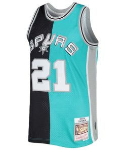 Alternative view of Tim Duncan San Antonio Spurs Hardwood Classics 1998/99 Split Swingman Jersey - Black/Teal