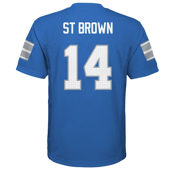 Amon-Ra St. Brown Detroit Lions Youth Replica Player Jersey - Blue - Image 3