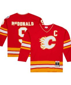 Lanny McDonald Calgary Flames Captain Patch 1988/89 Blue Line Player Jersey - Red
