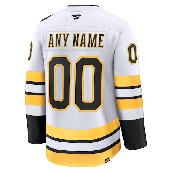 Boston Bruins Away Premium Custom Jersey - White/Black - Image 4