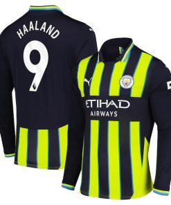 Alternative view of Erling Haaland Manchester City Puma 2024/25 Away Replica Long Sleeve Player Jersey - Navy