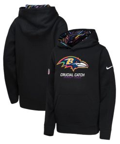 Baltimore Ravens Nike Youth 2024 NFL Crucial Catch Pullover Hoodie - Black