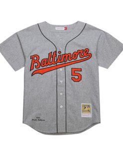 Alternative view of Brooks Robinson Baltimore Orioles Cooperstown Collection 1966 Authentic Jersey - Gray