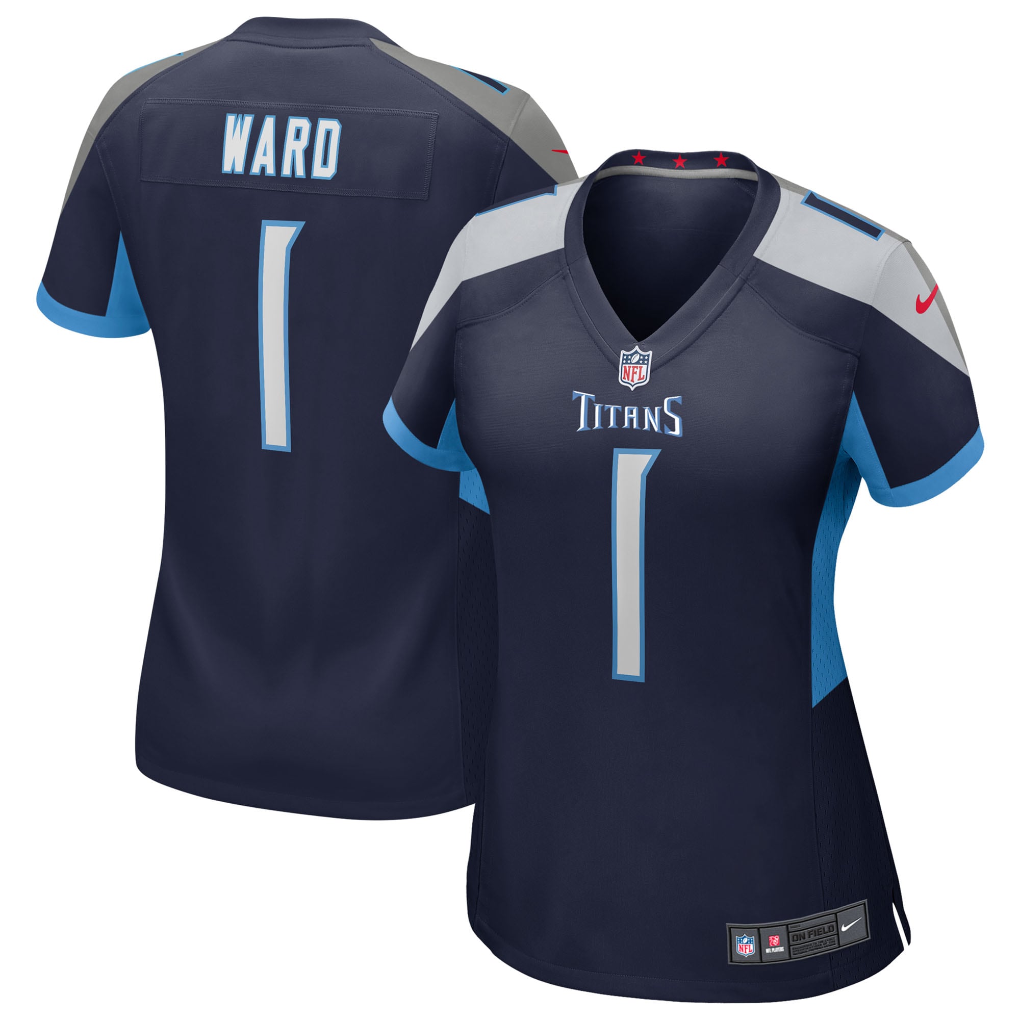 Cameron Ward Tennessee Titans Nike Women's 2025 NFL Draft First Round Pick Game Jersey - Light Blue/Navy - Image 6