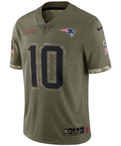 Alternative view of Mac Jones New England Patriots Nike 2022 Salute To Service Limited Jersey - Olive