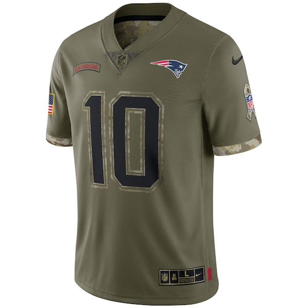 Mac Jones New England Patriots Nike 2022 Salute To Service Limited Jersey - Olive - Image 2