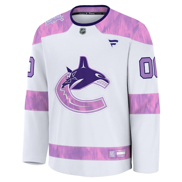 Vancouver Canucks 2024 Hockey Fights Cancer Custom Practice Jersey - White - Image 2