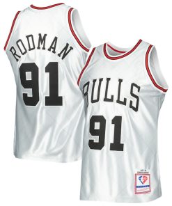 Dennis Rodman Chicago Bulls 1997/98 Hardwood Classics 75th Anniversary Swingman Jersey - Platinum