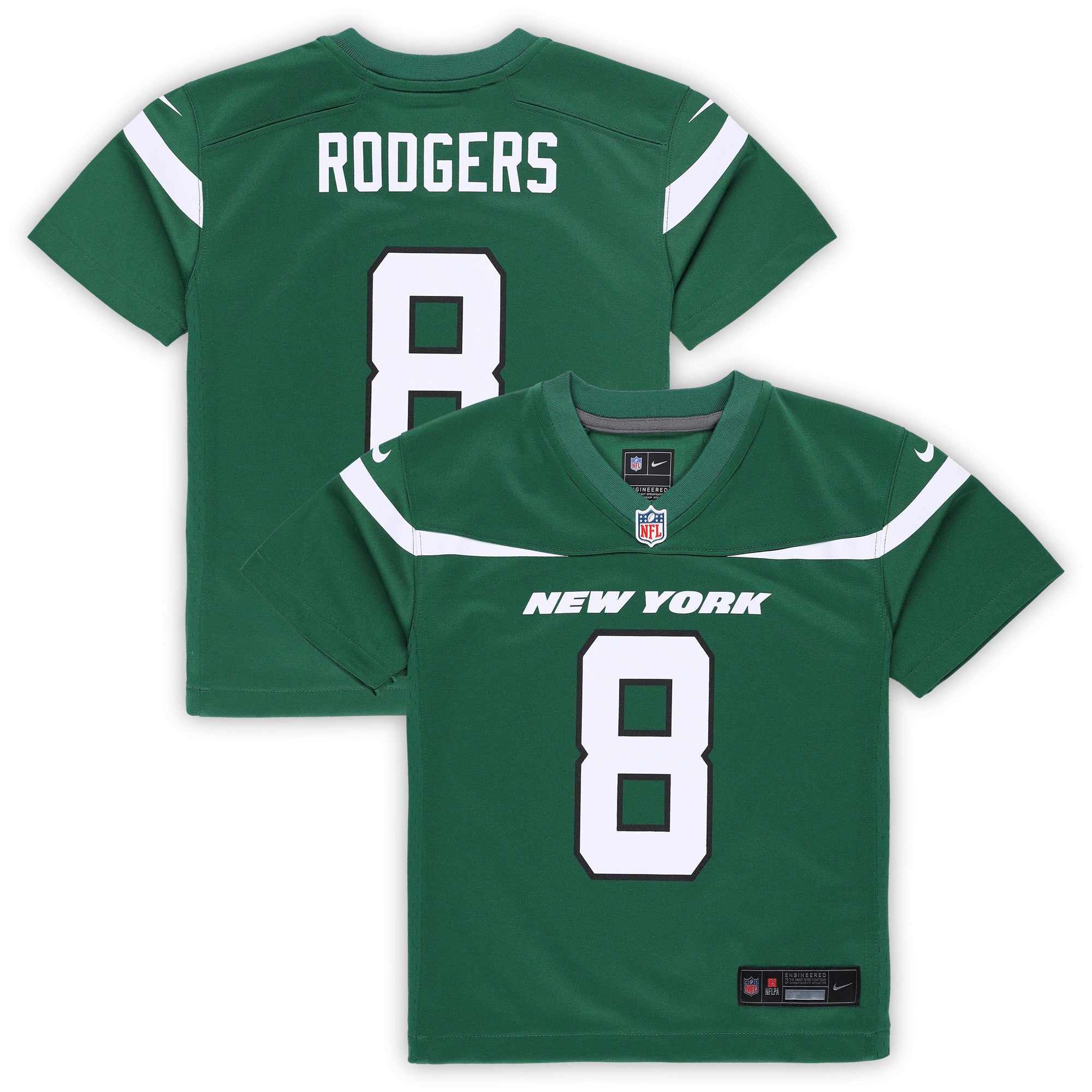Aaron Rodgers New York Jets Nike Preschool Alternate Game Jersey - White/Green - Image 5