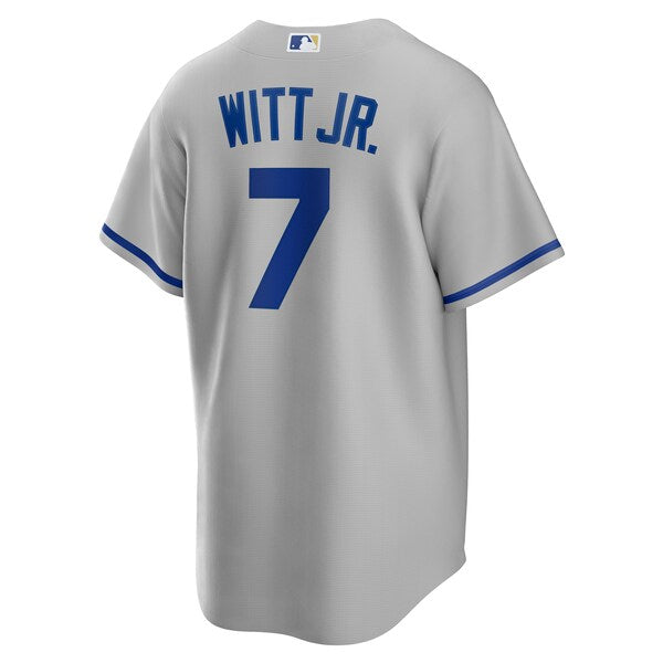 Bobby Witt Jr. Kansas City Royals Nike Road Replica Jersey - Gray/Rush Blue/White - Image 4