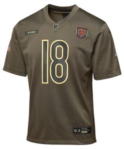 Alternative view of Caleb Williams Chicago Bears Nike Youth 2025 Salute to Service Game Jersey - Olive