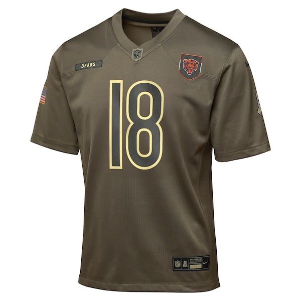 Caleb Williams Chicago Bears Nike Youth 2025 Salute to Service Game Jersey - Olive - Image 2